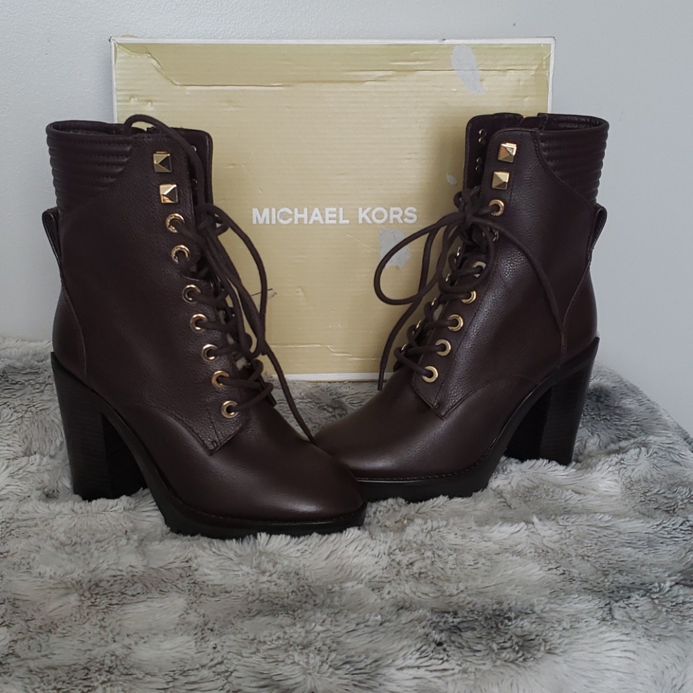 NWB Michael Kors Bastian Leather Combat Boots